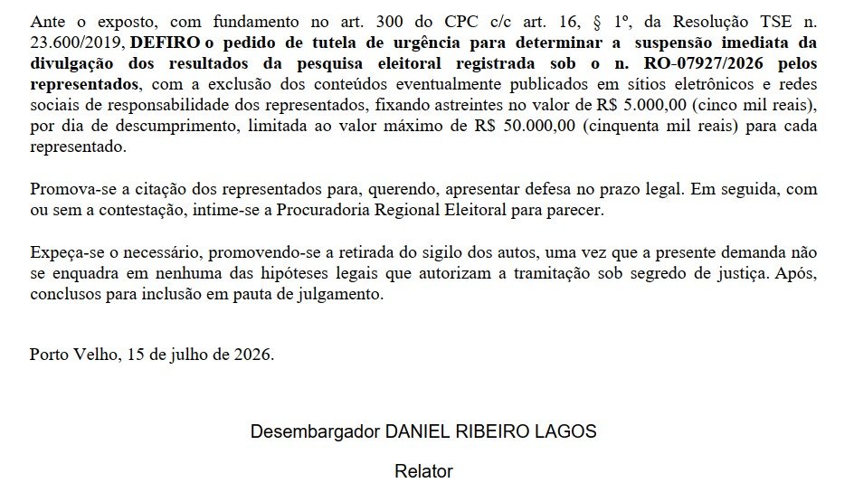 TRE barra divulgação de pesquisa que aponta Fúria em empate técnico na liderança após identificar graves inconsistências