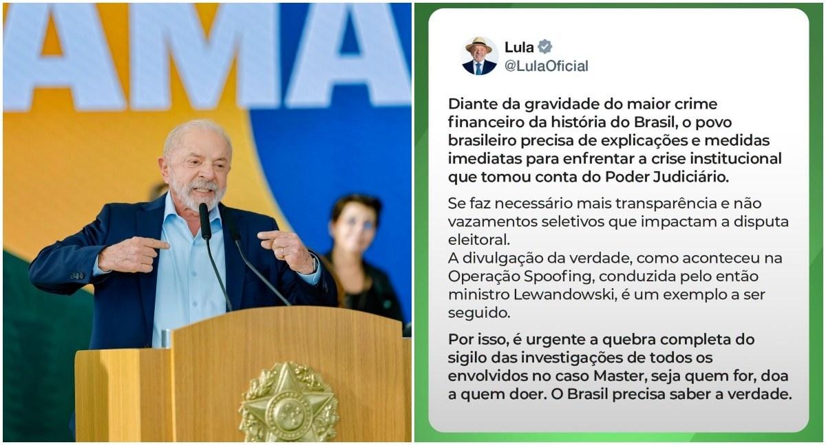 Urgente: Lula solicita abertura integral das investigações do caso Master e cobra resposta das instituições