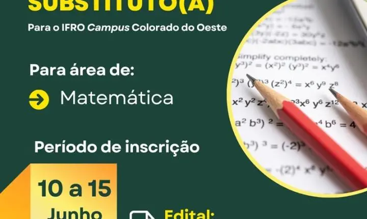 Campus Colorado do Oeste seleciona professor substituto de Matemática