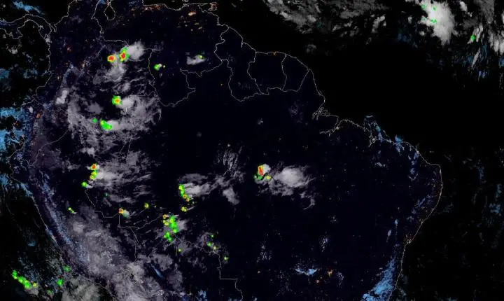 GOES-19 aponta instabilidade sobre Rondônia com possibilidade de chuvas fortes e raios nesta terça-feira (11)